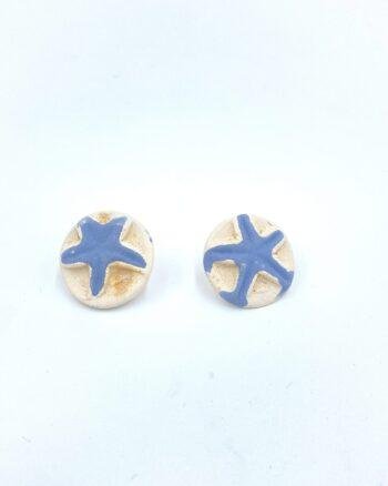Ceramic Earrings sky blue white