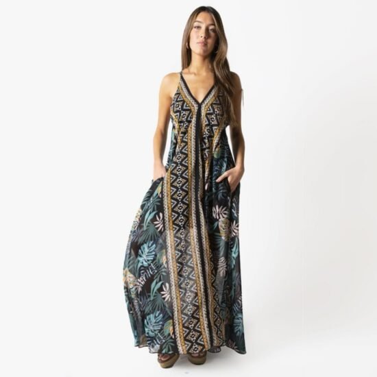 Long Forest Print Dress