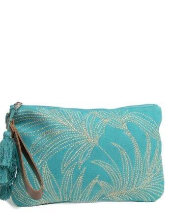 Blue Embroidered Clutch bag