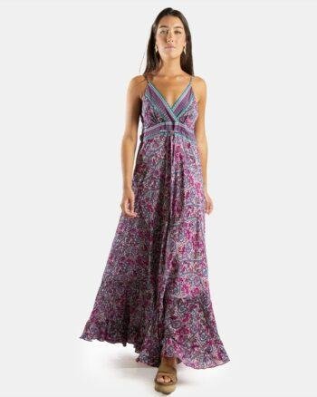 Fuchsia Pattern Long Dress