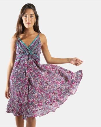 Fuchsia Pattern Short Dress