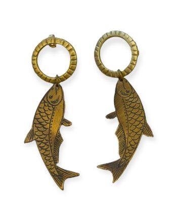 Handmade Fish Shaped Earrings with Engraved Detail