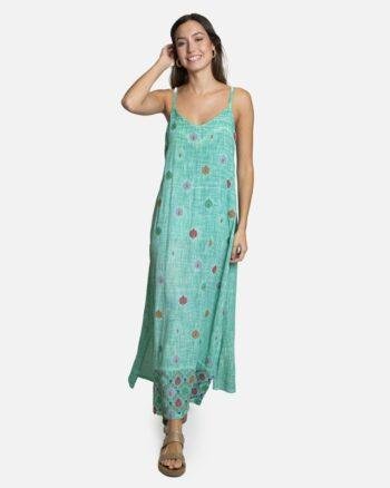 Maxi Dress with Embroidered Hem