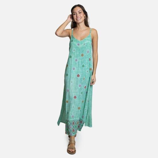 Maxi Dress with Embroidered Hem