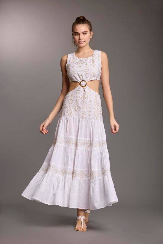 Cotton Maxi Dress with Embroidery