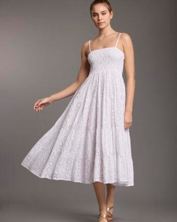 Broderie Anglaise Cotton Sundress White