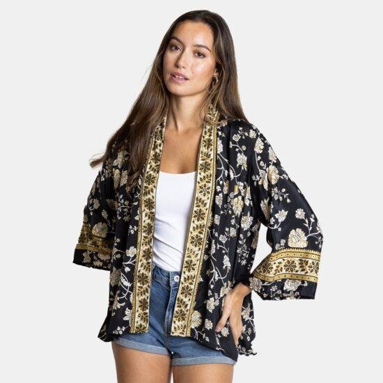 Black Short Kimono