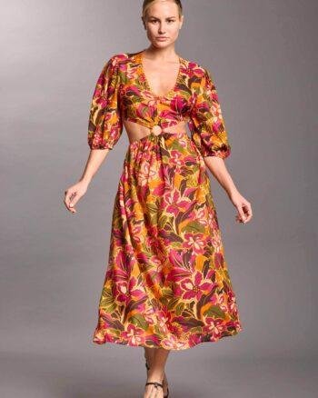 Floral Cut-Out Maxi Dress