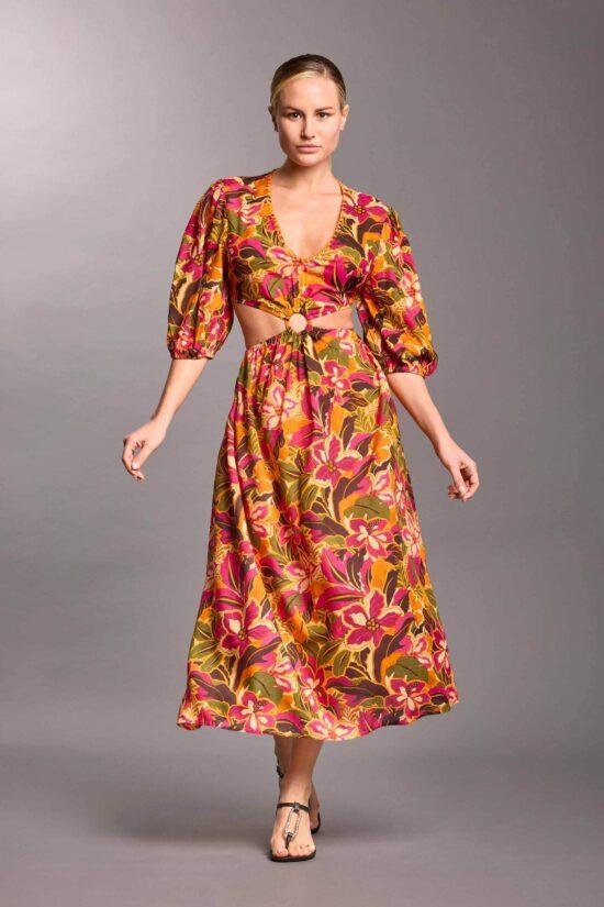 Floral Cut-Out Maxi Dress