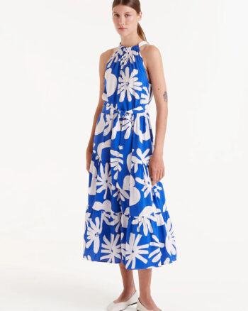 Bluet Blue floral print midi dress