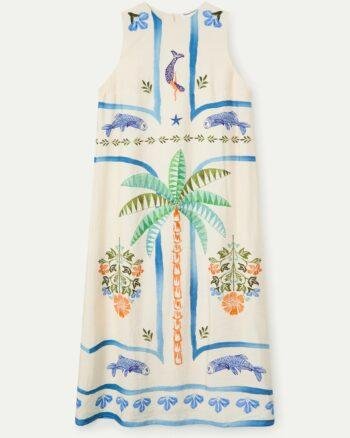 Compania Fantastica Long Dress – Palm & Mermaid Print