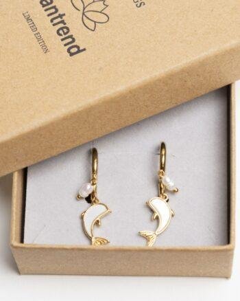 Mother-of-Pearl Fish & Pearl Hoop Earring