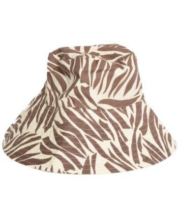 Reversible Cotton Bucket Hat — Brown Animal Print