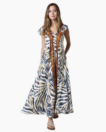 Botanical Print Polysilk Maxi Dress