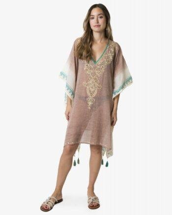 Hand-Print Cotton Poncho