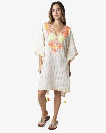 Boho Stamped Cotton Poncho