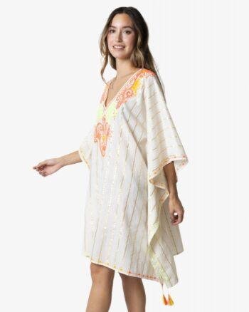 Boho Stamped Cotton Poncho