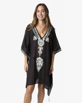 Open Weave Print Poncho