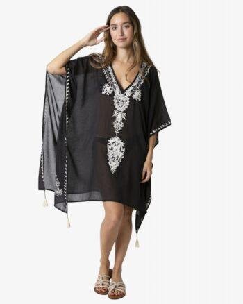 Open Weave Print Poncho