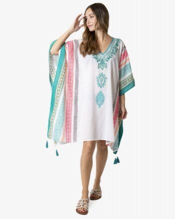 Geometric Block Print Poncho