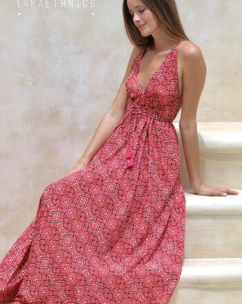 Lara Ethnics Long Dress Victoria – Mexico Pink