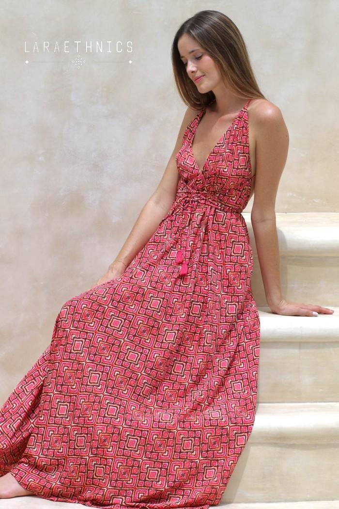 Lara Ethnics Long Dress Victoria Mexico Pink 1 Lara Ethnics Long Dress Victoria – Mexico Pink