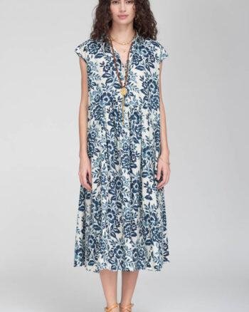Colores Diane Dress – Tye Dye Flowers Blue
