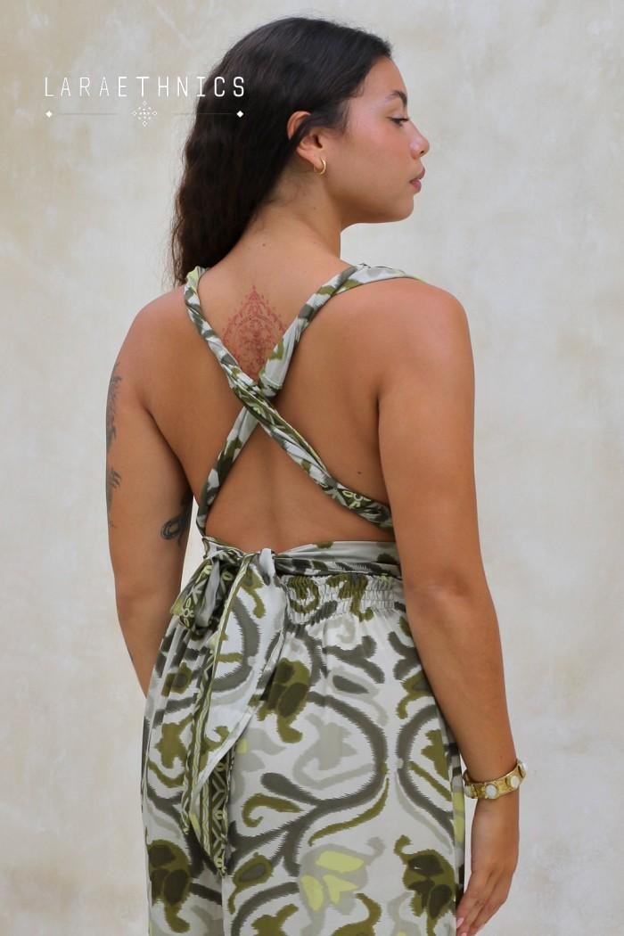 Lara Ethnics Long Dress Juliette Aztec Khaki 3 Lara Ethnics Long Dress Juliette Aztec Khaki - Image 3