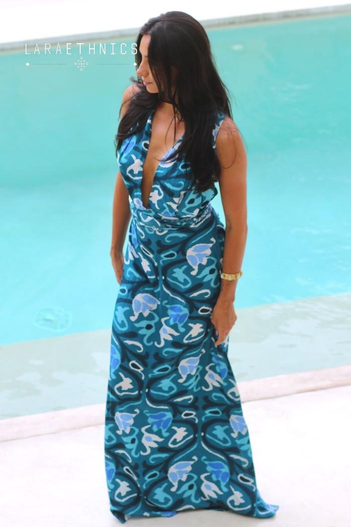 Lara Ethnics Long Dress Juliette Aztec Turquoise 8 Lara Ethnics Long Dress Juliette Aztec Turquoise - Image 8