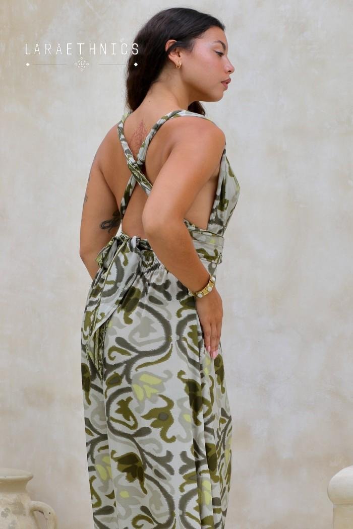 Lara Ethnics Long Dress Juliette Aztec Khaki 4 Lara Ethnics Long Dress Juliette Aztec Khaki - Image 4