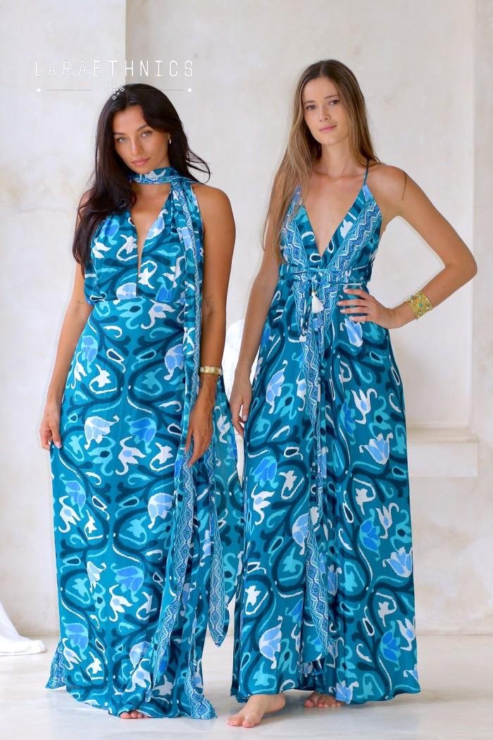 Lara Ethnics Long Dress Juliette Aztec Turquoise 17 Lara Ethnics Long Dress Juliette Aztec Turquoise - Image 17