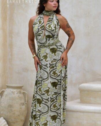 Lara Ethnics Long Dress Juliette Aztec Khaki
