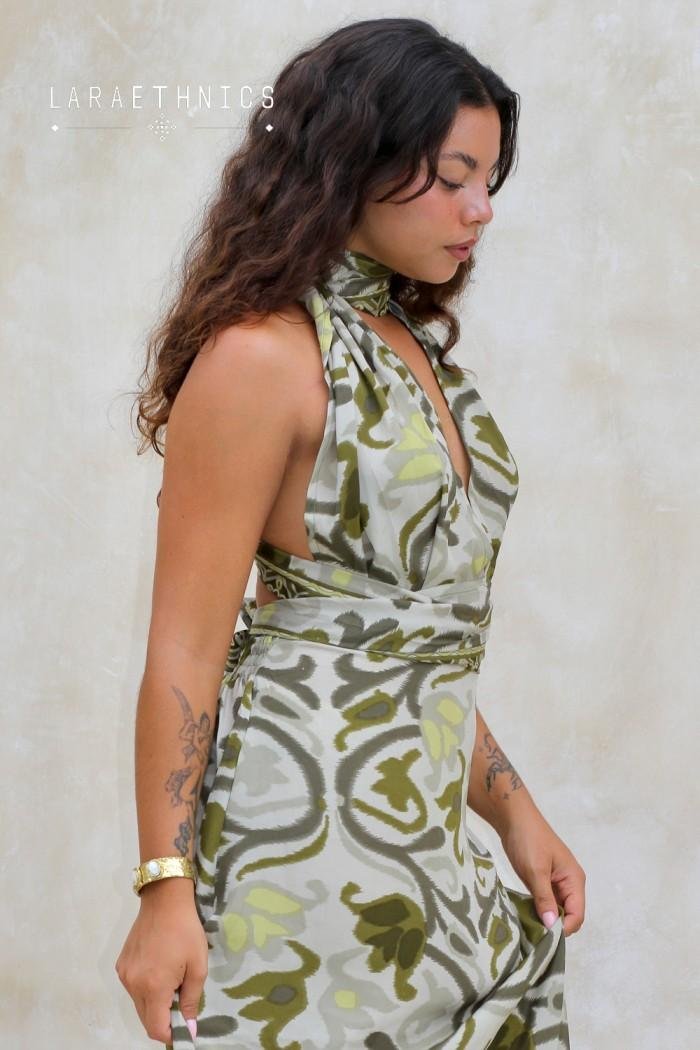 Lara Ethnics Long Dress Juliette Aztec Khaki 5 Lara Ethnics Long Dress Juliette Aztec Khaki - Image 5