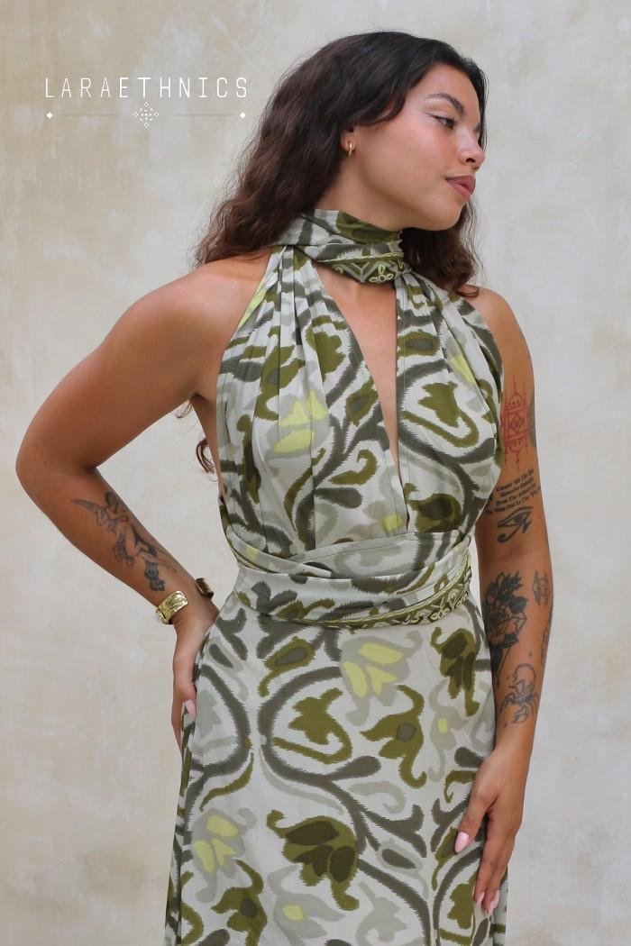 Lara Ethnics Long Dress Juliette Aztec Khaki 10 Lara Ethnics Long Dress Juliette Aztec Khaki - Image 10