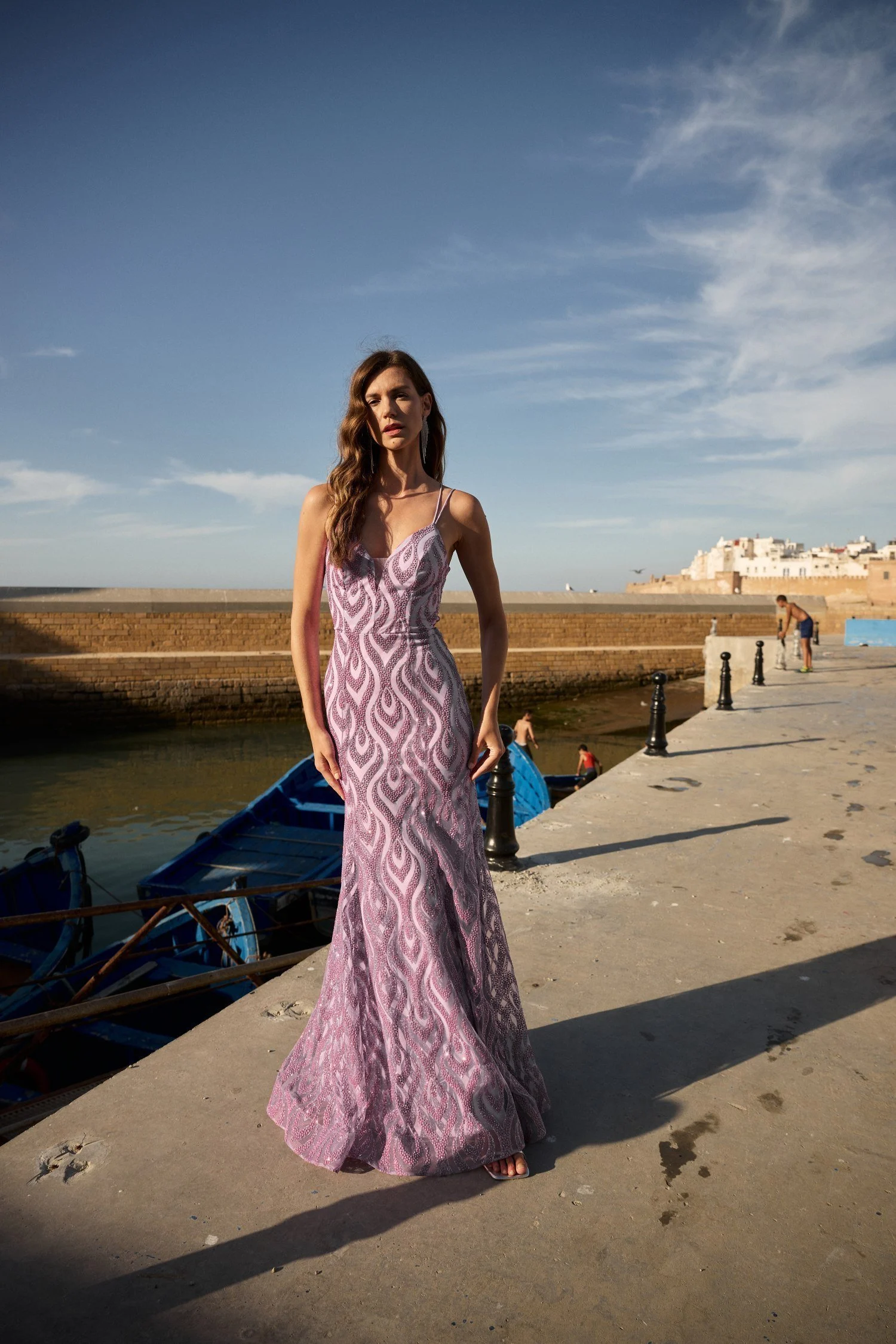 Mermaid Maxi Dress Elastic Tulle with Glitter Lilac 5 Mermaid Maxi Dress Elastic Tulle with Glitter Lilac - Image 5