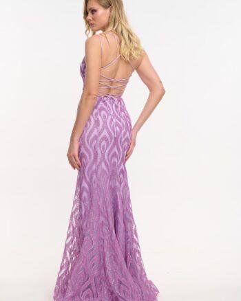 Mermaid Maxi Dress Elastic Tulle with Glitter Lilac